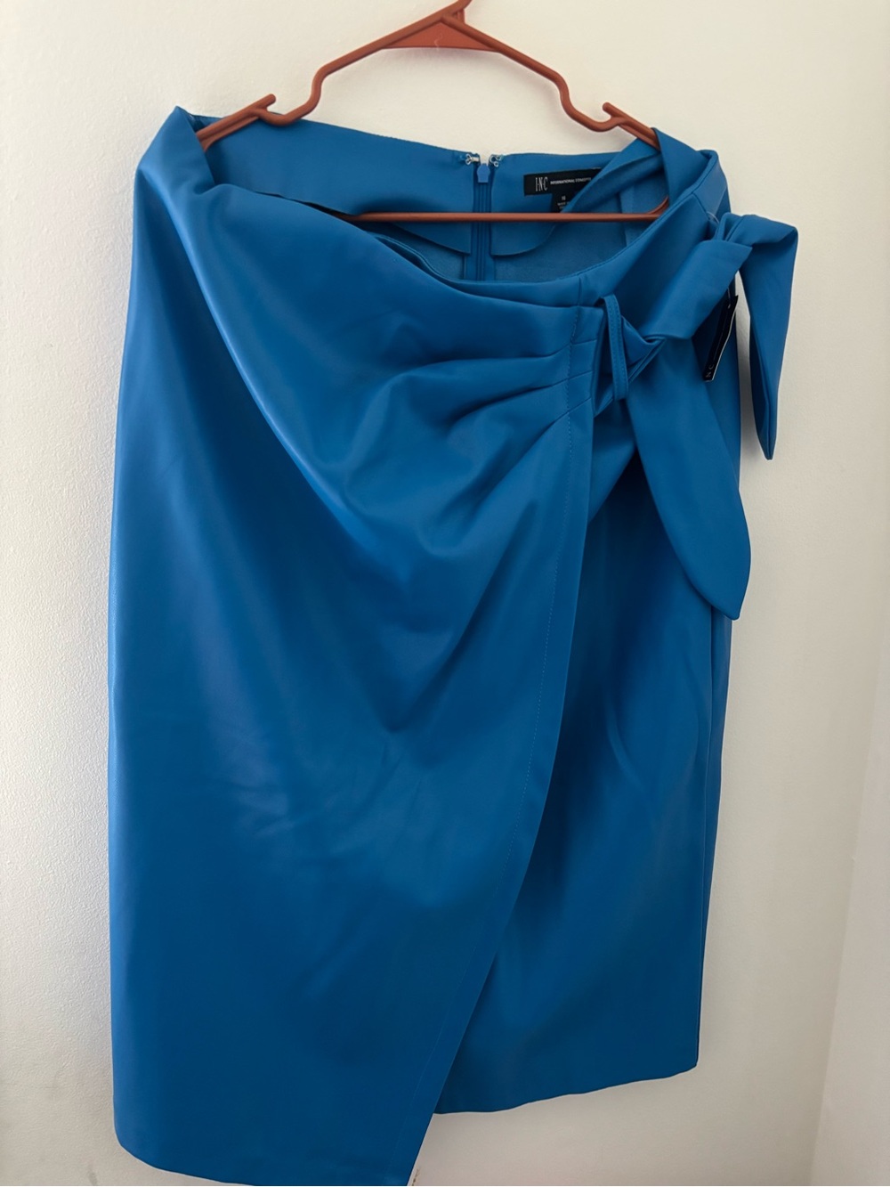 International Concepts INC Blue Wrap Pencil Skirt with Side Bow and Too